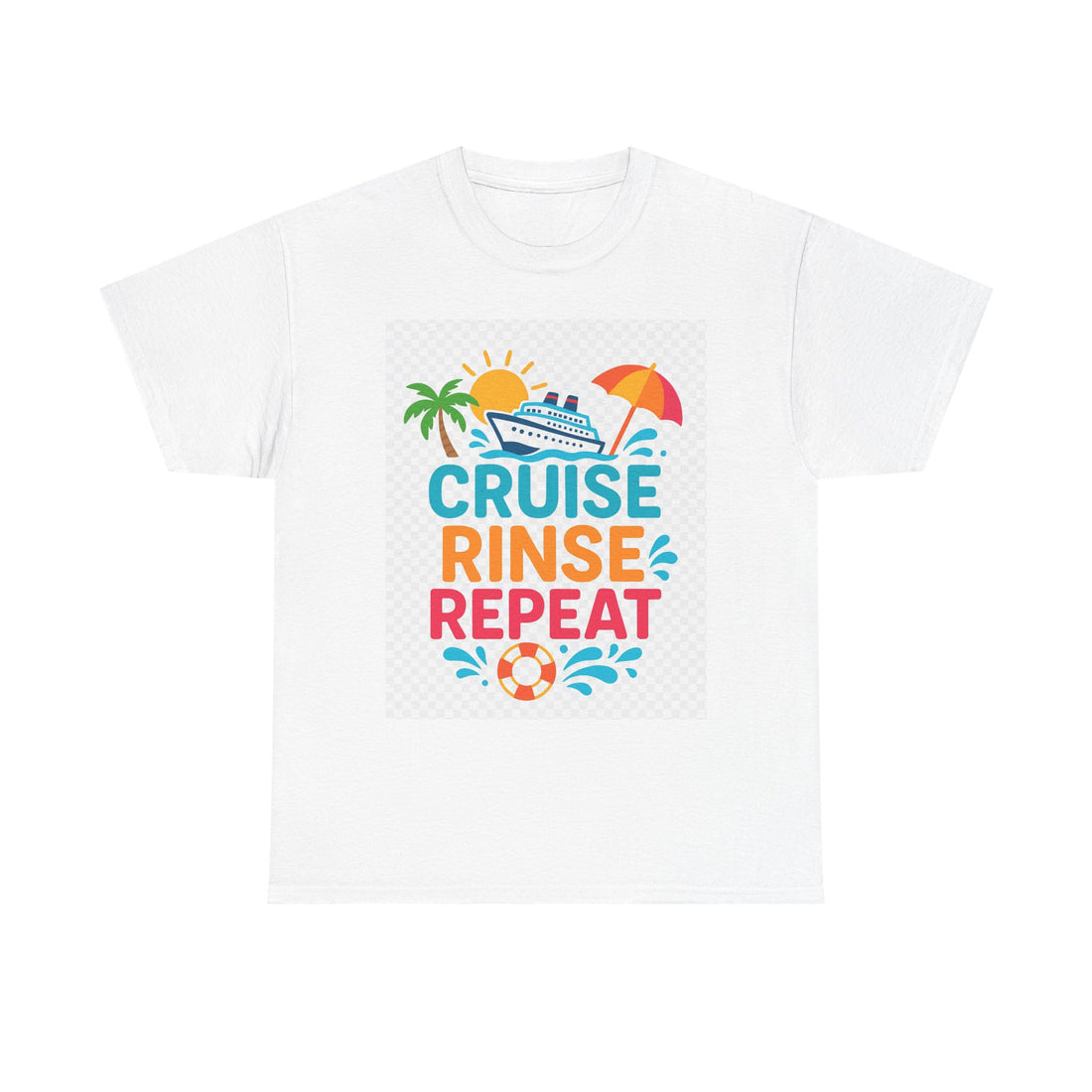 Cruise Rinse Repeat Unisex Tee | Vacation Shirt, Summer Apparel, Travel T-Shirt, Beachwear, Cruise Gift