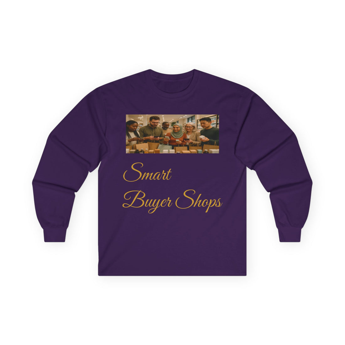 Long Sleeve Tee — "Smart Buyer Shops" Retro Market Graphic